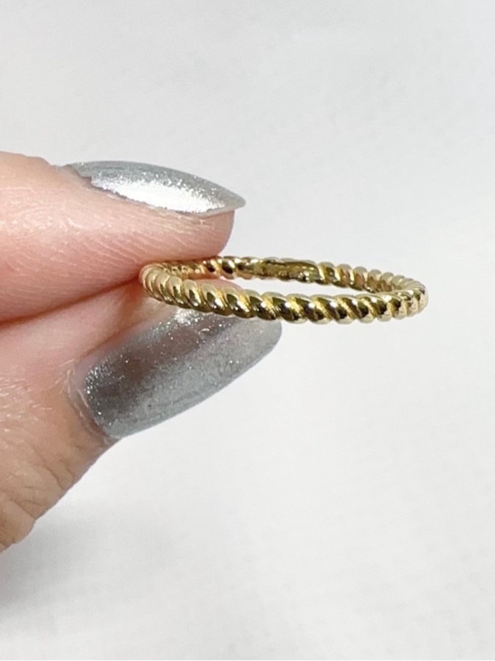 925 stamped, gold plated twisted ring, Size 7
